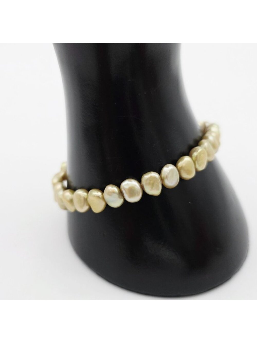 Yellow Freshwater Pearl Stretch Bracelet Lightweight Jewelry Oval Shape Beads